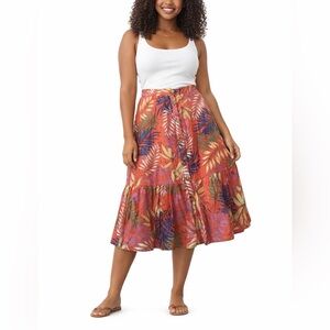 Mlle Gabrielle Tropical Button-Down Skirt